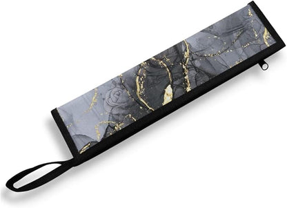 COEQINE Marble Utensil Holder Portable Travel Rose Flower Utensil Bag Flatware Bag Tableware Case for Travel Frok Spoon Knife With Case Carry On Zipper Cutlery Pouch