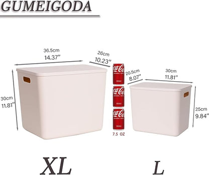 Plastic Storage Bins with lids,Storage Baskets,Container with handle,Storage Organizer Bins for Shelves,Office,Bedrooms,Closets, Cabinets(Grey，5XL+2L)