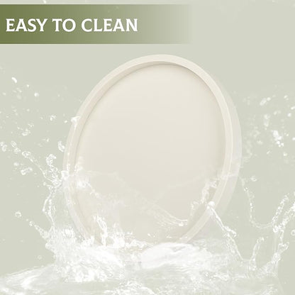Silicone Bathroom Tray Round Vanity Tray Decorative Soap Holder Kitchen Countertop Organizer Coffee Table Decor for Candle, Perfume, Plant, 10 Inch, Beige