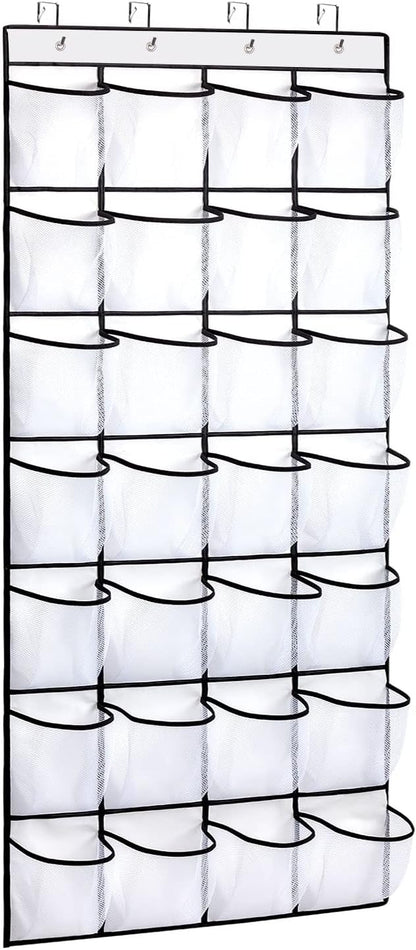 REGELETO 28 Large Pocket Over the Door Shoe Organzier, Hanging Shoe Rack for Door Large Capacity Shoe Organizer Holder with 4 Metal Hooks.