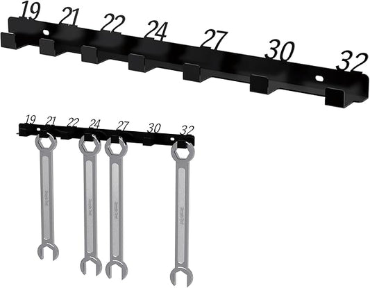 Metal Wrench Organizer, Wall-Mounted Storage Rack for Wrenches, Gift for Professional Mechanics, Sturdy Metal Rack, Combination Wrench Organizer for Wall, Holder for 7 wrenches（Fits 19mm to 32mm）