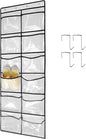 Clear Crystal 1 Pack 12Pockets Large Hanging Shoe Organizer Over The Door Shoe Rack for Closet Door Storage Shoe Holder Hanger, 4Hooks, White (59'' x 21.6'')