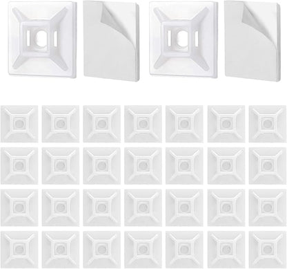 500Pcs Adhesive Zip Tie Mount, 3/4in Cable Tie Mount, Plastic Zip Tie Mounting Squares, Sturdy Zip Tie Sticky Mounting Pads for Desk Cable Organizer (White, 3/4"-500pcs)