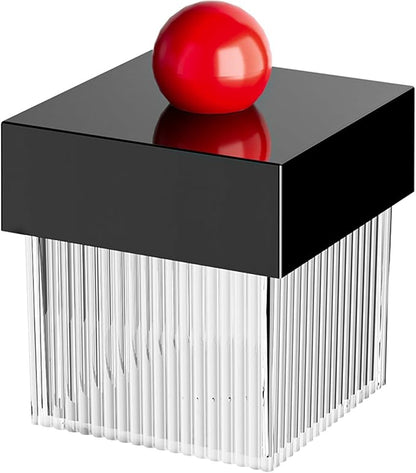 Square Acrylic Holder,Bathroom Vanity Countertop Storage Organizer,Storage Organizer Canister Jar for Cotton Swabs,Q-Tips, Make Up Pads, Cosmetics and More( Black)