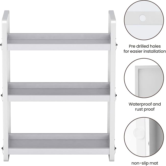 HNRLOY Bathroom Counter Organizer,Bathroom Countertop Organizer,Counter Shelf,Countertop Storage,Organization and Storage,Makeup Shelf,Sink Caddy(Grey 3 Tier)