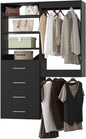 Modular Closet, 40" Wide Wardrobe Organizer with Tower and Drawers, Wood, Wall Mounted, Bedroom, Black