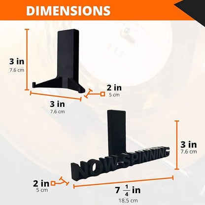 Now Spinning Vinyl Record Wall Mount Display/Shelf | Hang Albums Without Wall-Damage | Perfect for Office, Home, Dorms, and Apartments (Now Spinning + 2 Mounts, White)