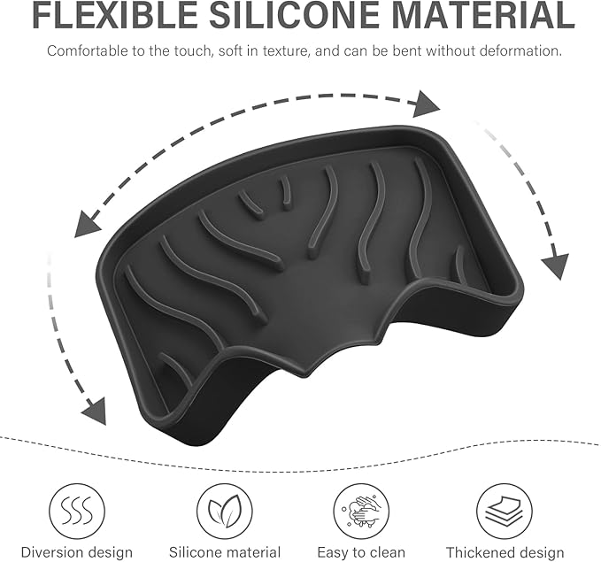Silicone Soap Dish with Drain, SAISN Kitchen Soap Tray for Shower 2 Pack Self Draining Soap Dish Soft Bathroom Soap Holder for Kitchen Sink Flexible Portable Soap Saver, Black