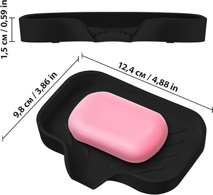 2 PCS Premium Black Self-Draining Soap Bar Holder - Elegant Soap Dish for Shower & Bathroom Use - Versatile Soap Dishes for Bar Soap - Durable Soap Holder & Bathroom Soap Dish Solution