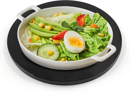 Jersvims 2Pcs 8 Inch Acrylic Turntable Platter, Black Turntable Organizer Round Rotating Plate for Kitchen Pantry Cabinet Desk Rack Spice Cake Cookie Decorating
