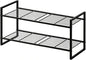 2 Tier Shoe Rack, Industrial 27" Wide Shoe Organizer with Extra Thick Metal Frame, Closet Shoe Shelf with Quick Assembly, Matte Black