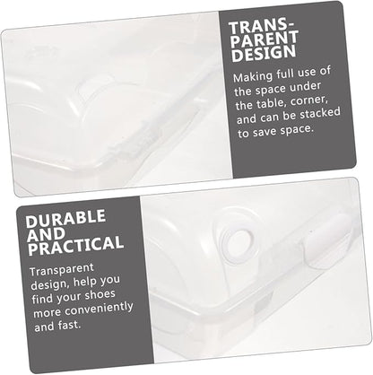 2pcs Large Transparent Plastic Shoe Storage Box Stackable and Dustproof Design for Men and Women for Organizing Sneakers and Footwear White