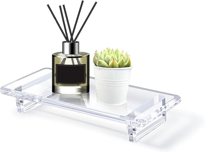 Chivalral Acrylic Bathroom Counter Tray: Water-Resistant Kitchen and Bathroom Tray Countertop Decor,Perfect for Soap Dish,Vanity,Plant,Candle Decor,and Riser Organizer-Small