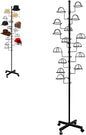 Montex Freestanding Hat Rack Stand, Metal Hat Organizer Rack with 14 Customisable Circular Hooks, Hats Tree Stand Floor Standing Hat Display, Black