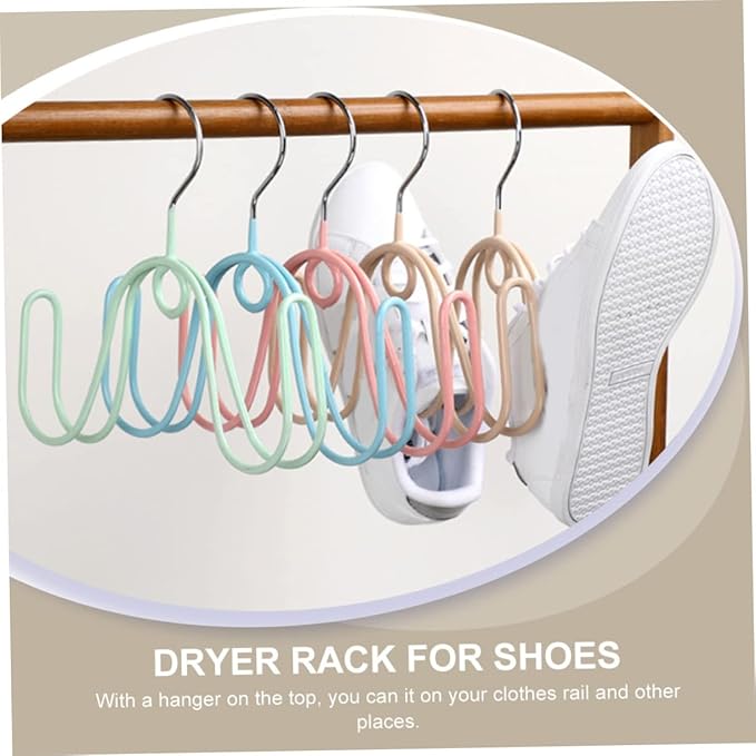 4pcs Stainless Steel PVC Shoe Drying Rack Space-Saving Hanging Storage for Shoes -Dry Organizer for Entryway and Balcony