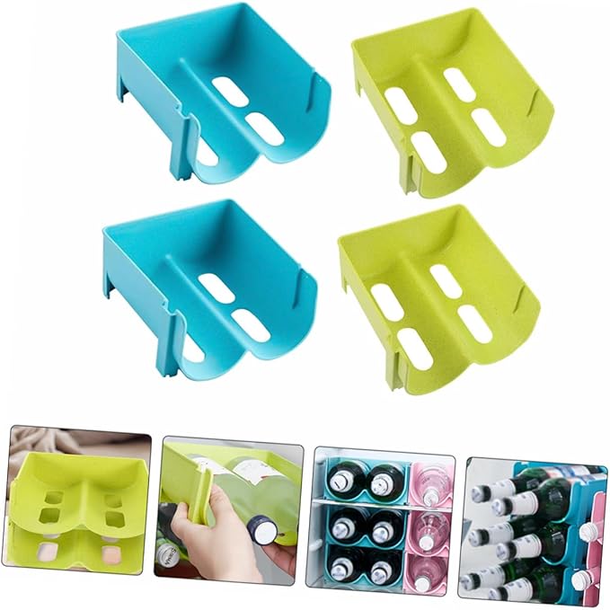 Garneck 4pcs Stackable Beer Can Storage Racks Fridge Organizer Containers for Cans and Bottles and Design for Efficient Refrigerator Storage