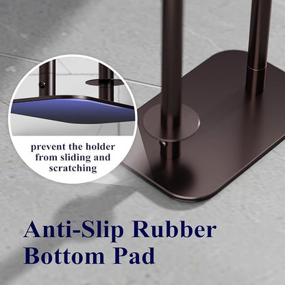 Kitsure Toilet Paper Holder Free Standing – Rustproof Metal Toilet Paper Stand for 4 Rolls with Anti-Slip Base and Shelf for Phone & Small Items, Bathroom Organizers and Storage, Medium, Brown