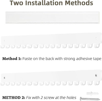 Acrylic Necklace Holder 2 Pack Wall Mounted Necklace Organizer Hanging Jewelry Organizer with 17 Hooks for Necklaces, Bracelets, Rings and Bangles Display (14.17 inch，White)