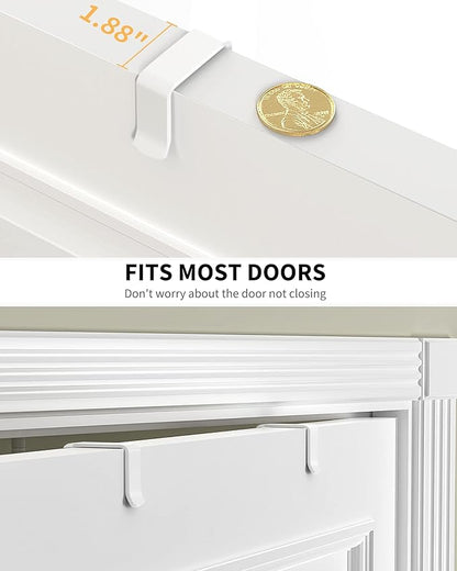 Moforoco White 6-Tier Over Door Pantry Organizer, Pantry Organization Storage, Door Metal Hanging Spice Rack Basket Shelves, Home Kitchen Apartment Essentials, Laundry Room Bathroom Organization