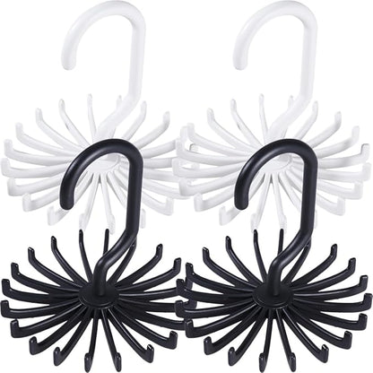 SEWACC 2pcs Rotating Neck Tie Holder Rotatable Plastic Closet Tie Hanger Belt Scarf Organizer Hooks Space-Saving Necktie Rack for Home Storage