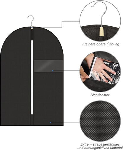 40" Garment Bag, Set of 5 Garment Bags for Hanging Clothes, Suit Garment Bag for Men, Suit Cover Bags with Clear Window for Storage Shirt, Jacket, Coat, Sweater, 5 Pack (Black)