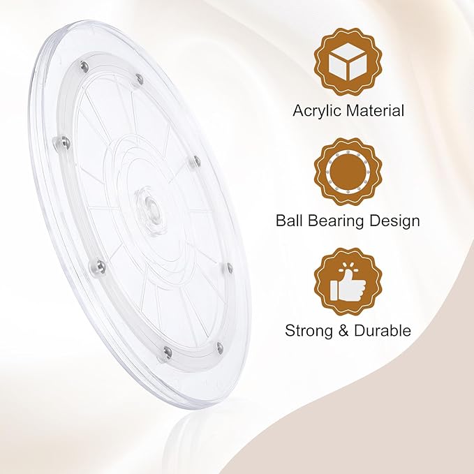 uxcell 3Pack Acrylic Lazy Susan Turntable, 9" Spinner Lazy Susan Turntable Organizer, Acrylic Ball Bearing Rotating Tray for Pantry Spice Rack Decorating, Clear