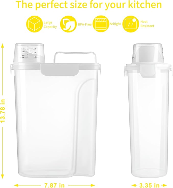 FrutPunch Rice Container,Rice Storage Container,5L,5.2Qt Tcereal Storage Container,Suitable for Home Kitchen Rice, Soybean Food Storage,Pet Food Storage Containers (5, Liters)