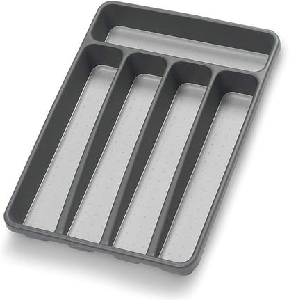 Loyareal Silverware Organizer Utenisl Organizer Holder Kitchen Drawer Organizer Plastic Silverware Tray for Drawer Flatware Organizer 5 Compartment Black