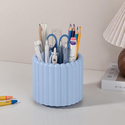 Anyoifax 360 Rotating Makeup Brush Holder 7 Slots Make Up Brush Organizer Removable Spinning Cosmetic Brushes Storage Pen Holder for Vanity, Dresser, Desk, Blue
