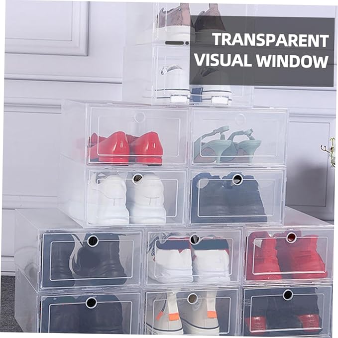 Holibanna 6pcs Transparent Plastic Shoe Organizer Box Clamshell -friendly Pp Material Stackable Storage for Sneakers Simple Design Scratch Resistant