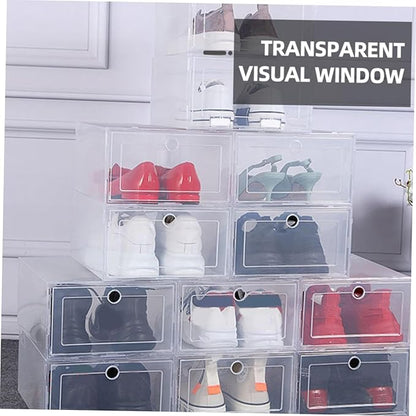 Holibanna 6pcs Transparent Plastic Shoe Organizer Box Clamshell -friendly Pp Material Stackable Storage for Sneakers Simple Design Scratch Resistant