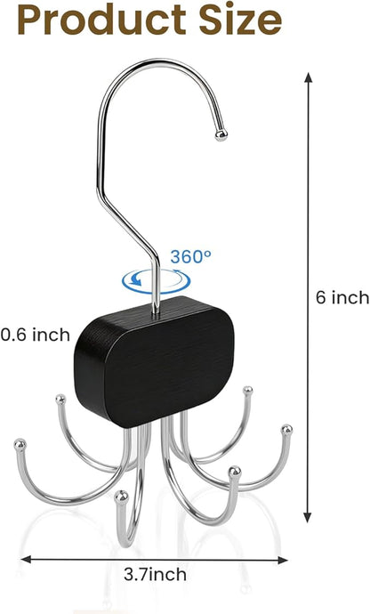 3 Pack Tank Top Hanger, Rotatable Bra Organzier for Closet, Bra Hanger for Closet Organizer, 360° Rotating & Foldable, Metal and Wood, Space-Saving Belt Hangers for Tank Tops, Belt, Tie (Black)