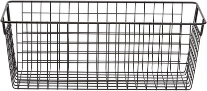 Farmlyn Creek Metal Wire Narrow Baskets - Rust-Resistant Pantry Organizer Storage - Sturdy Handles for Cabinet Organizer - Slim Profile for Narrow Storage - 3-Pack, 16 x 6 x 6 in, Black