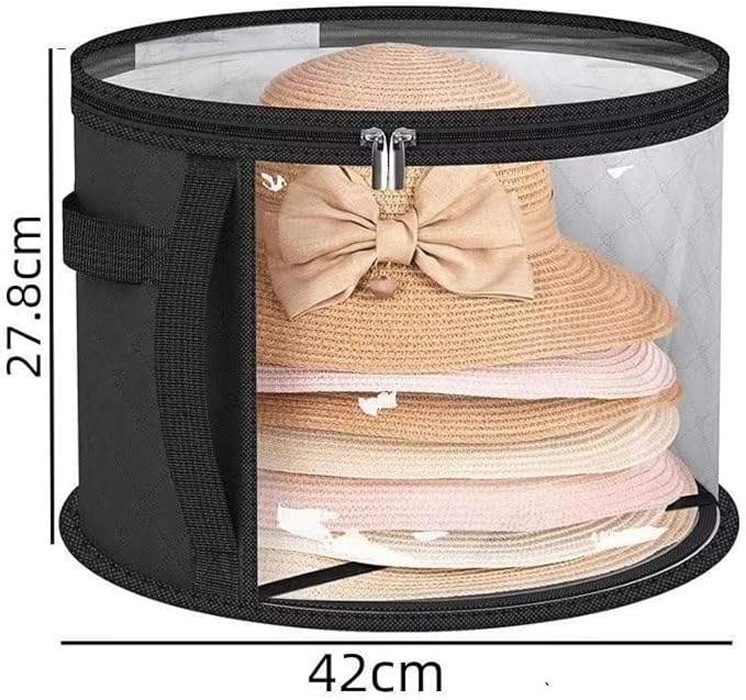 2Pcs Extra Large Hat Organizer for Closet Storage, Clear Window 16.5" W x 10.4" H Hat Box with Handles, Cowboy Hat Travel Case Holds 5-7 Hats, Wide Brim Storage Bag Protector for Women & Men