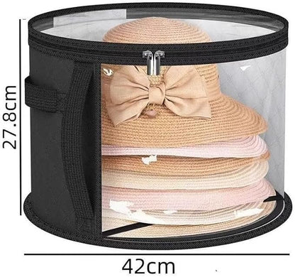 2Pcs Extra Large Hat Organizer for Closet Storage, Clear Window 16.5" W x 10.4" H Hat Box with Handles, Cowboy Hat Travel Case Holds 5-7 Hats, Wide Brim Storage Bag Protector for Women & Men