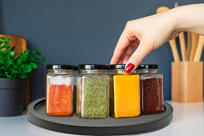 9" Black Bamboo Lazy Susan Organizer Kitchen Turntable for Cabinet Pantry Table Organization
