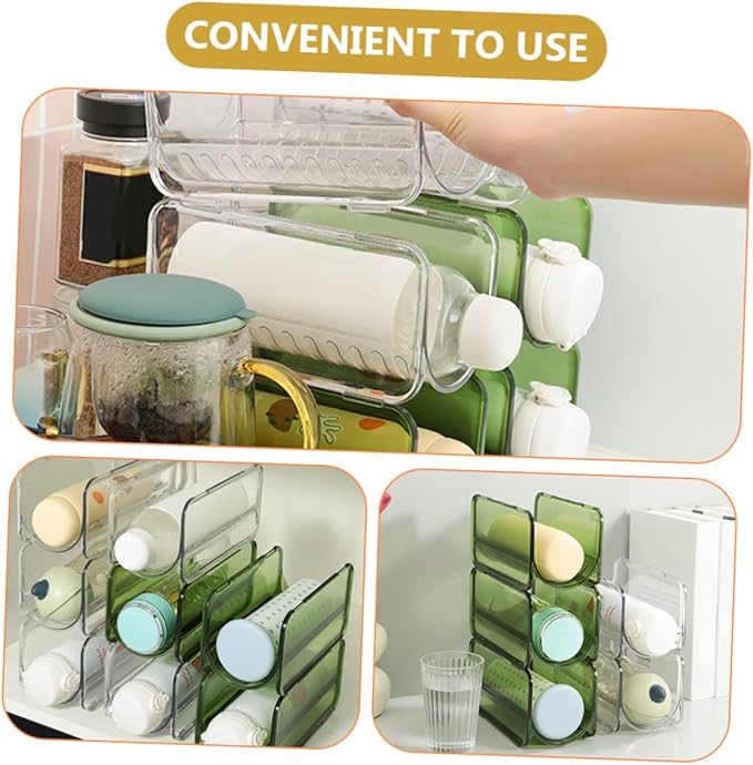 Zerodeko 2pcs Stackable Water Bottle Organizer Multi Transparent Holder for Home Kitchen and Pantry Storage Space-Saving and Practical Drink Organizer Design