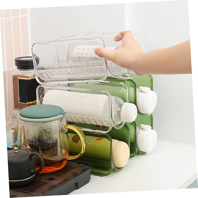 PRETYZOOM 2sets Cup Rack Bottle Organizer Bottle Storage Rack Kitchen Cabinet Organizer Office Fridge Water Dish Rack Dryer Rack Fridge Holder Wine Storage 2pcs*2