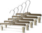 Acrylic Clip-Hangers Black for Pants, Skirts and Shorts with 360 Degree Silver/Golden Hook | Space Saving & Non-Slip | 5 Pack
