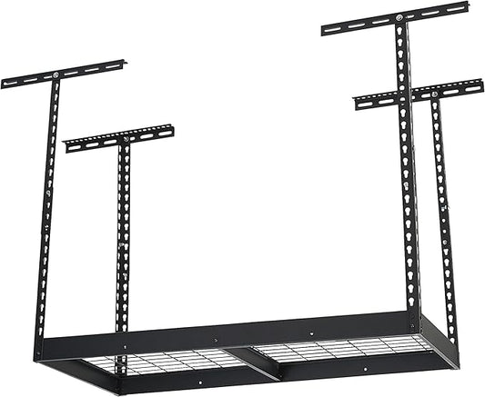Klutch Garage Overhead Storage Rack with Adjustable Height, 48in.L x 24in.D, 23in.–37in.H