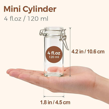 ComSaf 4 oz Glass Spice Jars with Airtight Clamp Lids, 6 Pack Small Swing Top Glass Containers for Herb Storage, Pantry Organization, Party Favors & DIY Gifts - Includes Funnel & Labels