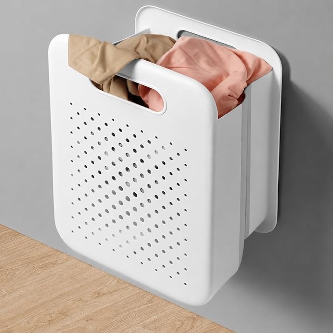 Goderewild Large Collapsible Laundry Basket, Space-Saving Wall-Mounted Hamper Organizer for Home, Dorms, RVs, Measures 13" x 9.5" x 17.5" In