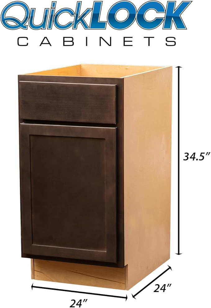 Quicklock RTA (Ready-to-Assemble) | Base Kitchen Cabinets - Shaker Style | Made in America (Espresso Stain, 24" Wx34.5 Hx24 D Base)