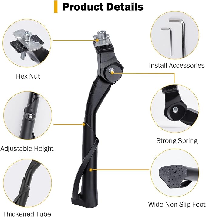 Cyfie Bike Kickstand for Kids Bike 18 20 22 inch Wheel, Center Mount Bicycle Kick Stand, Adjustable Child Kickstands for 18" 20" 22" Adult Mountain Road Bike