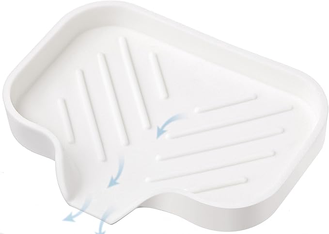 2 Pcs White Silicone Self Draining Rectangular Soap Dishes - Waterfall Soap Trays - Soap Dishes for Bar Soap - Soap Boxes - Soap Case - Soap Container - Soap Pads - Kitchen Sink - Shower - Bathroom !