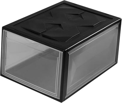 BESPORTBLE Plastic Basketball Shoe Storage Box 36x26x20cm with Lid Black Shoes Organizer for Home Closet for Basketball Sneakers
