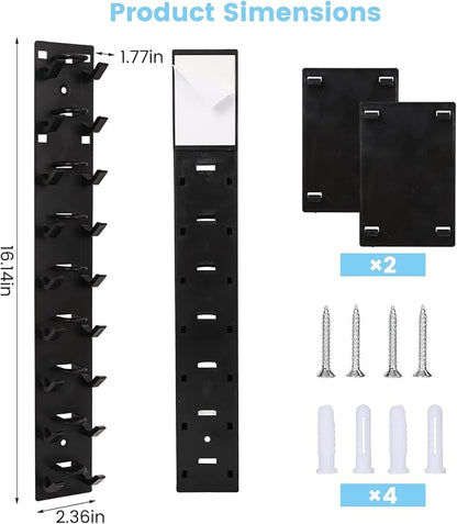 2 Pack Hat Racks for Wall, Holds up to 18 Caps, Baseball Cap Organizer Display with Strong Adhesive & Screw Mount, Space Saving Closet Door Hook for Baseball Caps Storage, Black