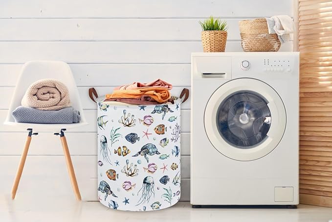 Kids Laundry Hamper,Ocean Laundry Basket Collapsible Boys and Girls Storage Baskets for Home Decor,Office,Toy Organizer,(Ocean)