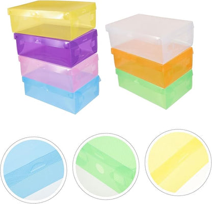 7pcs Stackable Plastic Sneaker Storage Boxes Thickened Shoe Organizer Lid for High Heels Boots Accessories Transparent Design for Neat Home Organization