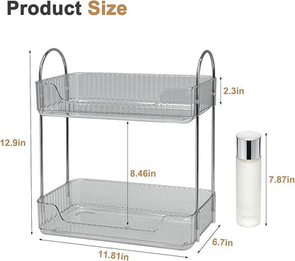 Bathroom Counter Organizer, Makeup Organizer for Vanity, Skincare Organizers Shelf - Tierd Perfume Organizer for Bathroom Dresser Vanity (Misty Gray, 2-Tier)